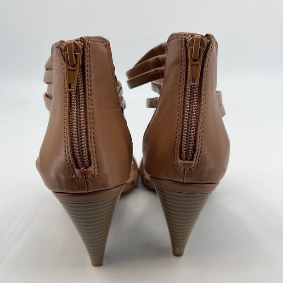 INC International Concepts Tan High Heel Sandals | Open Toe, Zip Closure - Picture 5 of 8